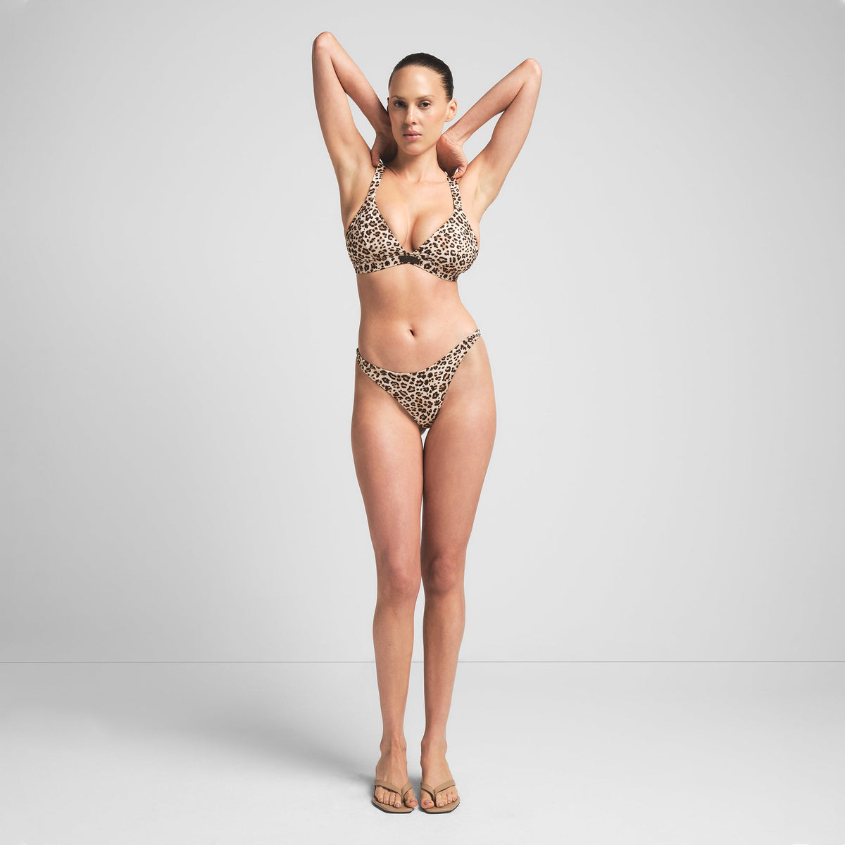 SIGNATURE SWIM THONG BIKINI BOTTOM | CHAMPAGNE LEOPARD PRINT