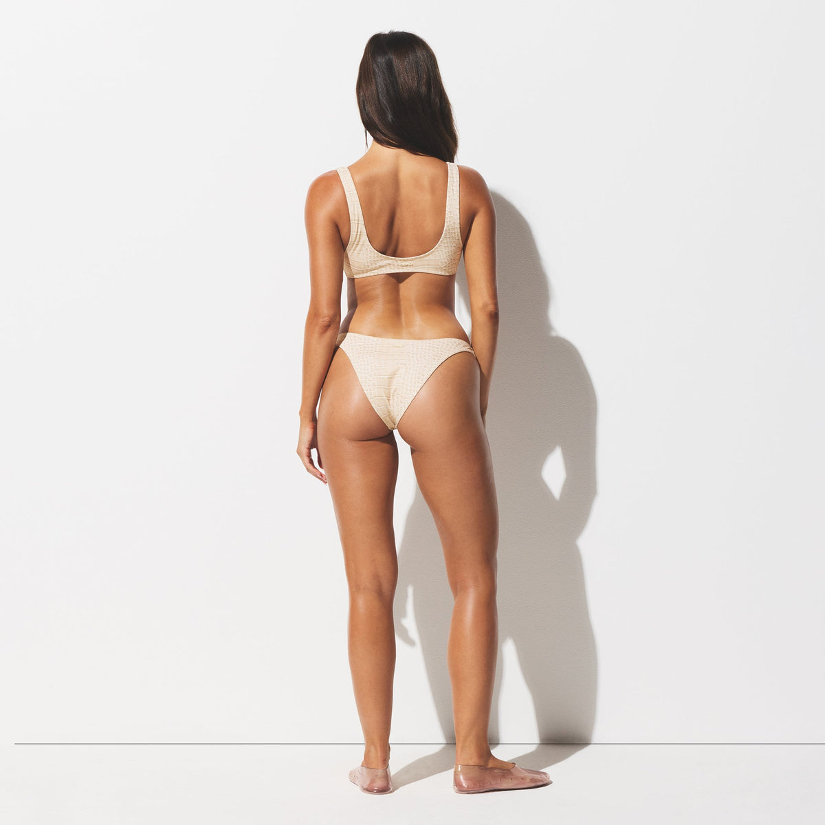 SIGNATURE SWIM TANGA BIKINI BOTTOM | EGRET CROCODILE PRINT