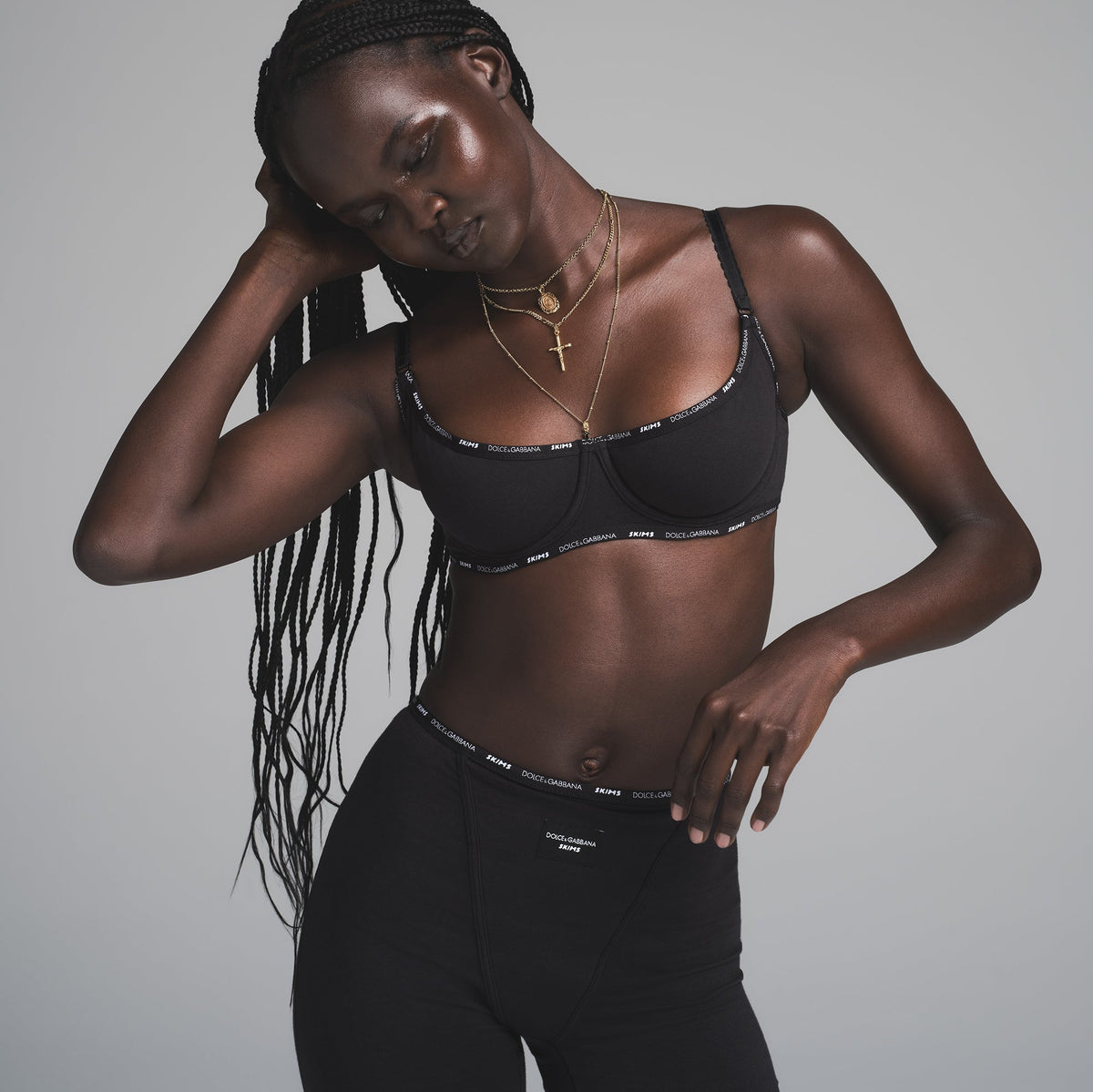 DOLCE&GABBANA X SKIMS COTTON JERSEY BOXER | ONYX
