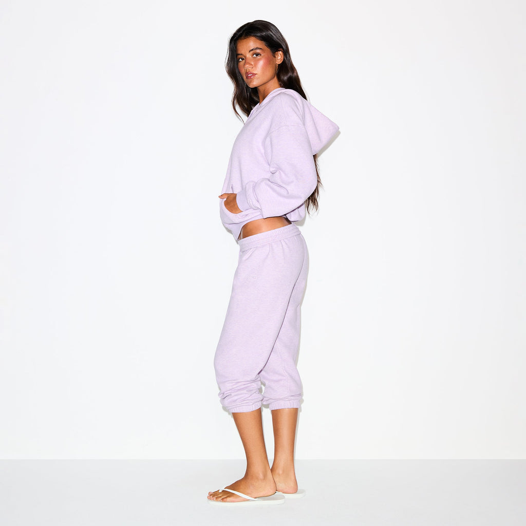 COTTON FLEECE LOW RISE CAPRI JOGGER | PURPLE HEATHER