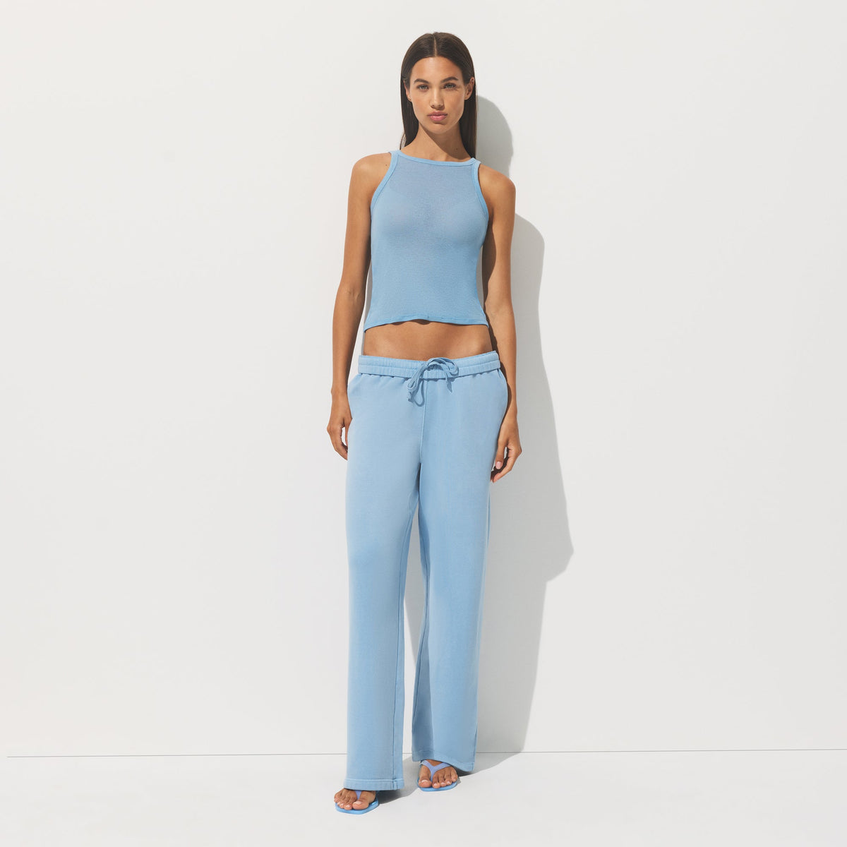 FRENCH TERRY STRAIGHT LEG PANT | BLUE BELL
