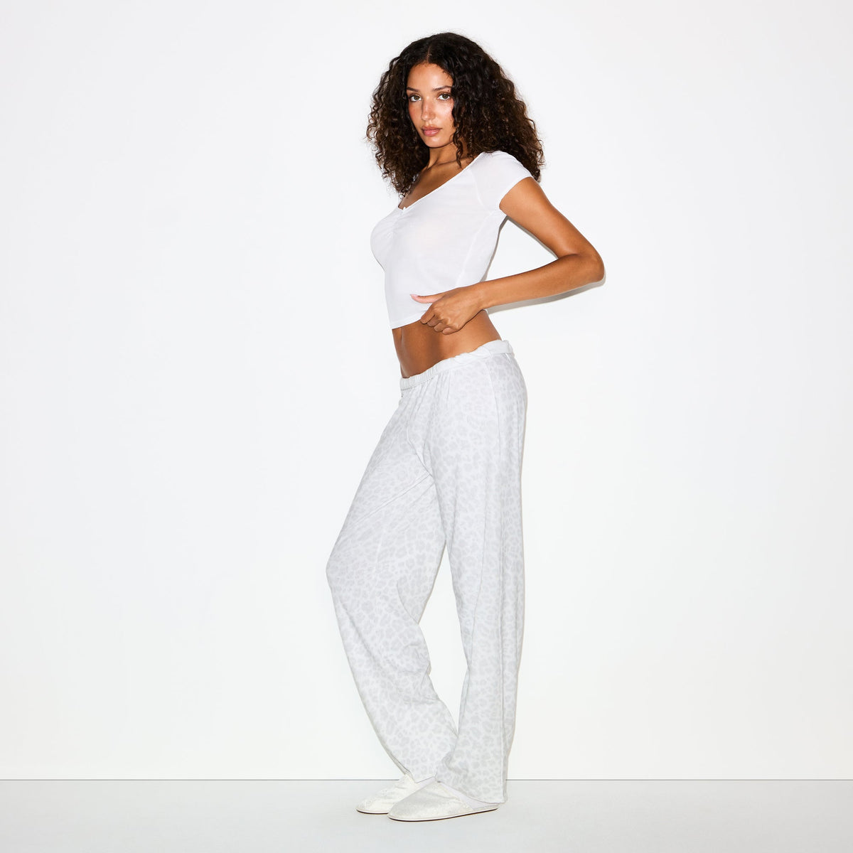 HEAVY POINTELLE STRAIGHT LEG PANT | PACIFIC LEOPARD PRINT