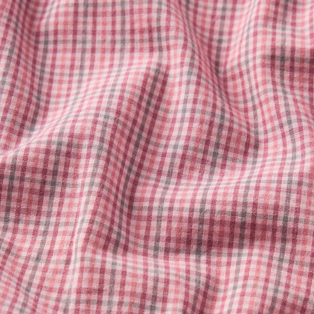 COTTON POPLIN SLEEP BUTTON UP DRESS | BERRY CHECK
