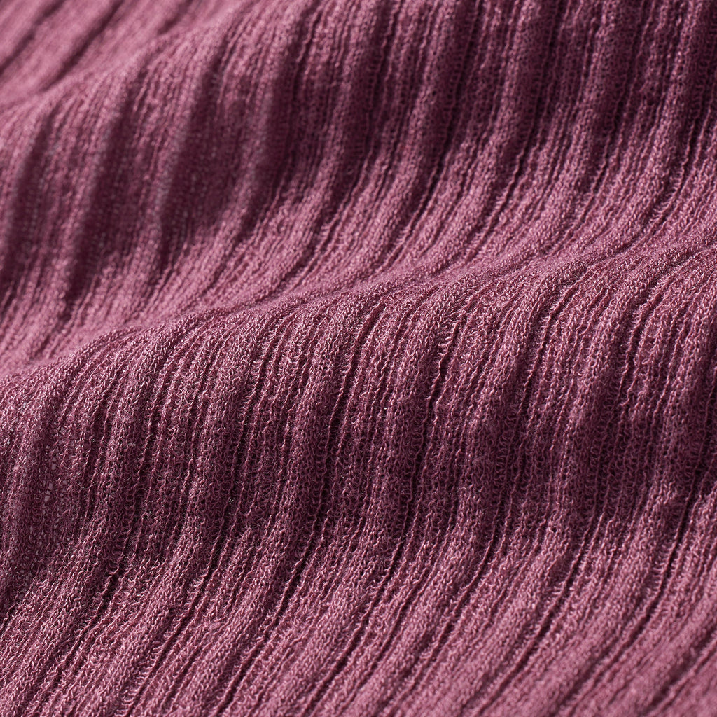 SHEER KNIT LONG SLEEVE HENLEY | BEET