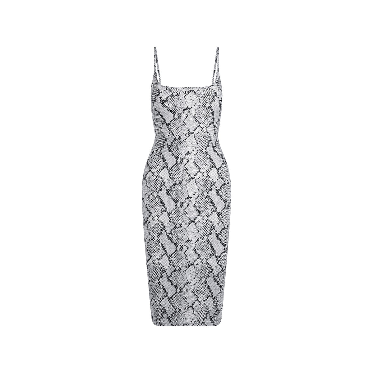 CLING MATTE MIDI DRESS | CHROME SNAKESKIN PRINT