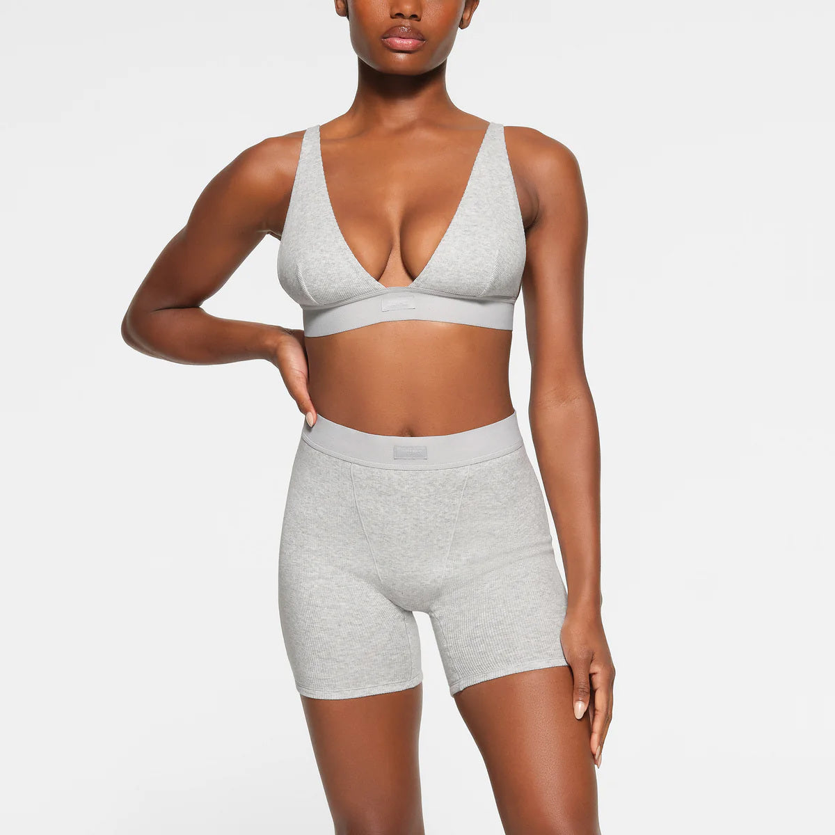COTTON RIB BOXER | LIGHT HEATHER GREY