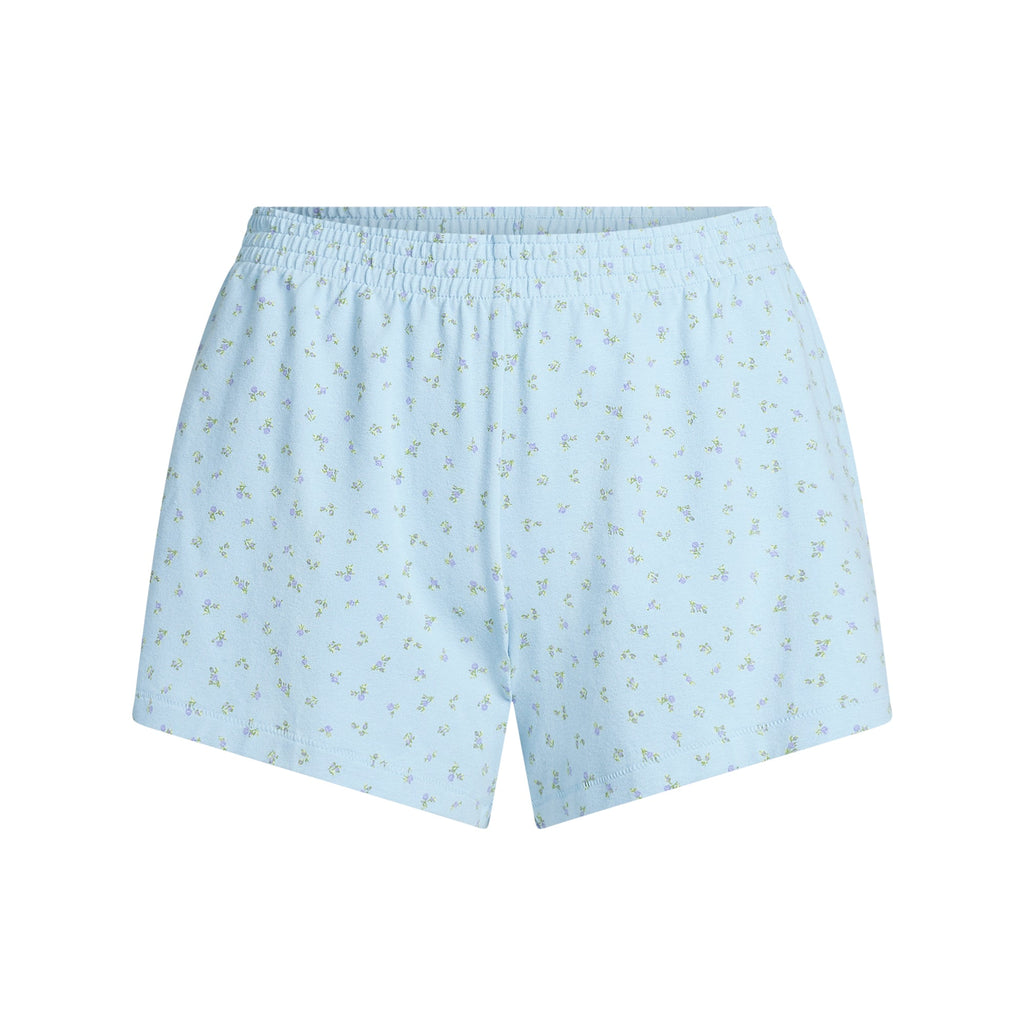 COTTON JERSEY LOOSE SHORT | POWDER BLUE MICRO FLORAL