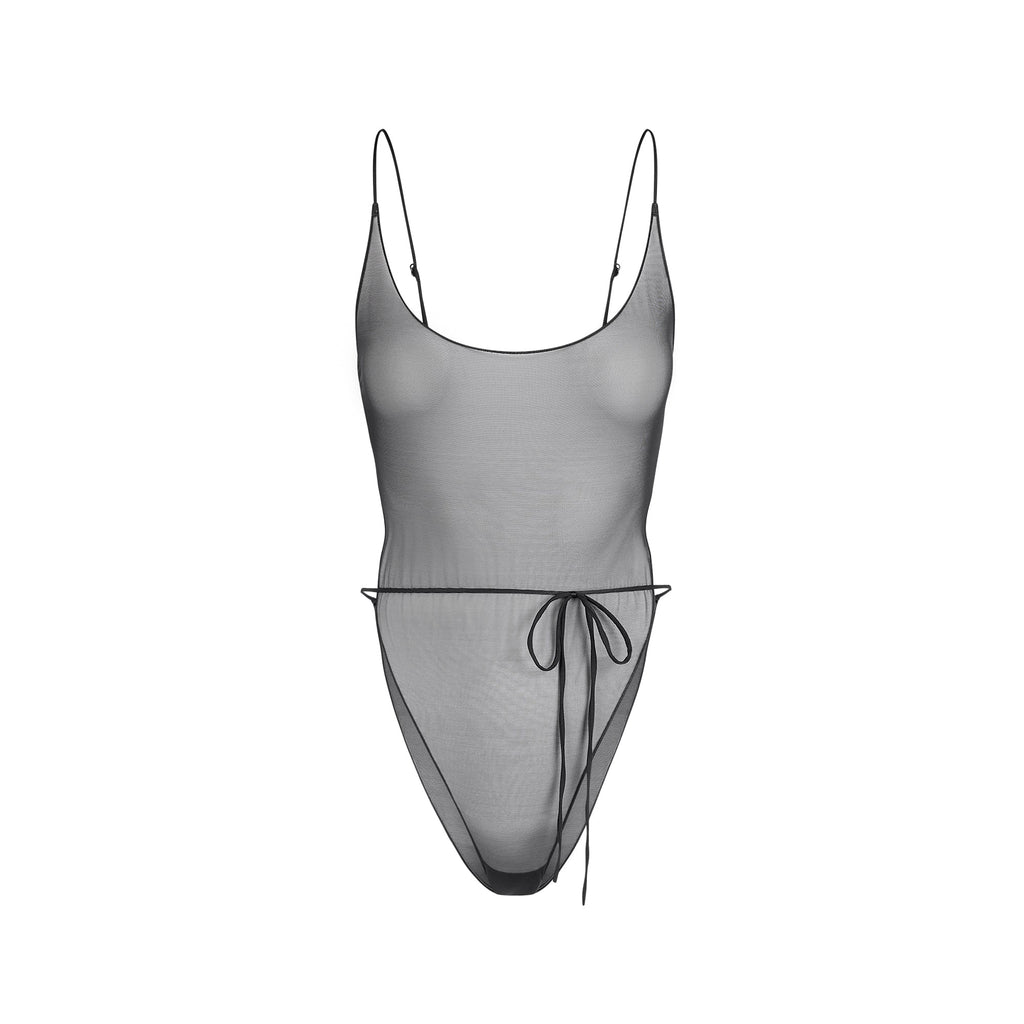 ULTRA FINE MESH BRIEF BODYSUIT | OBSIDIAN
