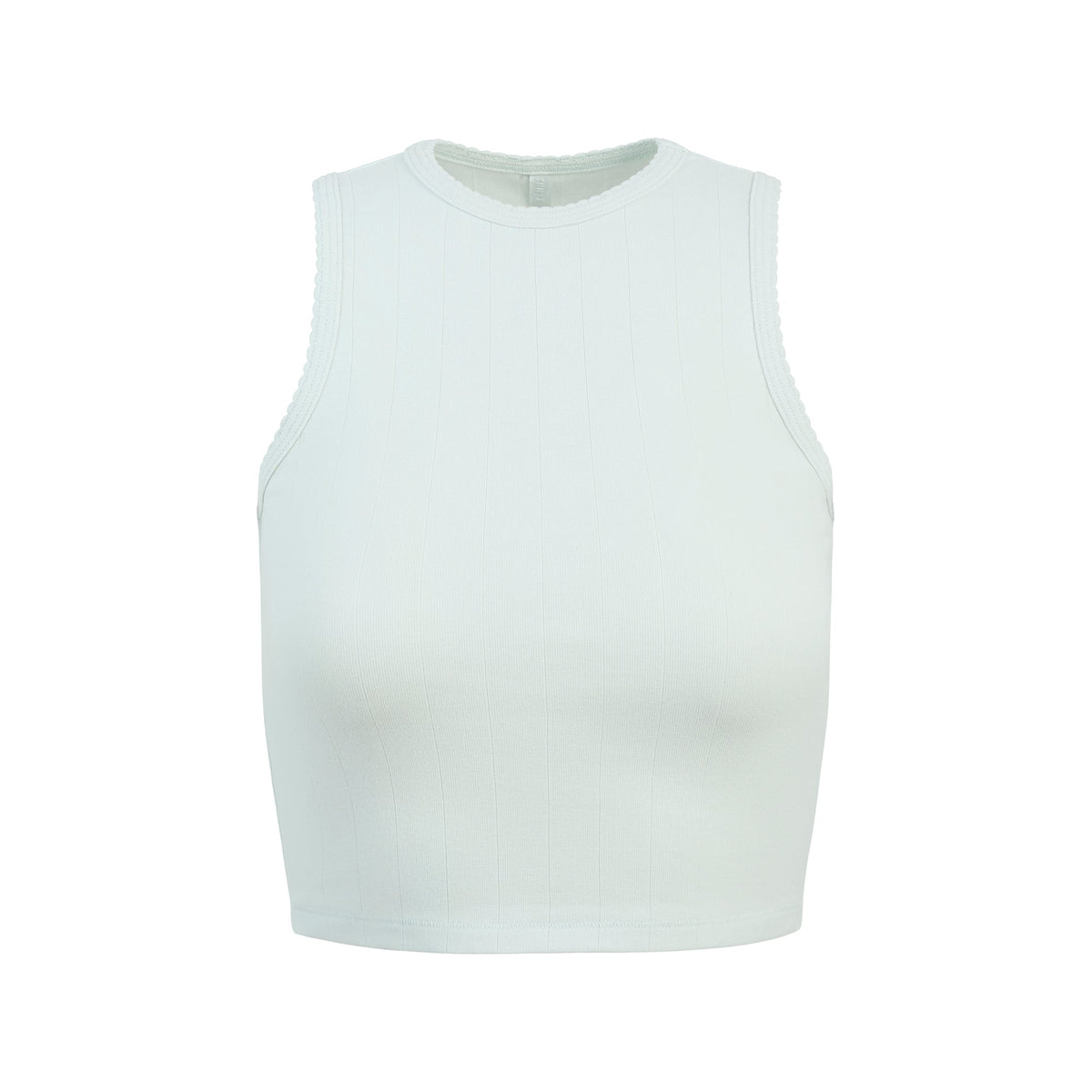 DROP NEEDLE POINTELLE CROPPED TANK | FROST