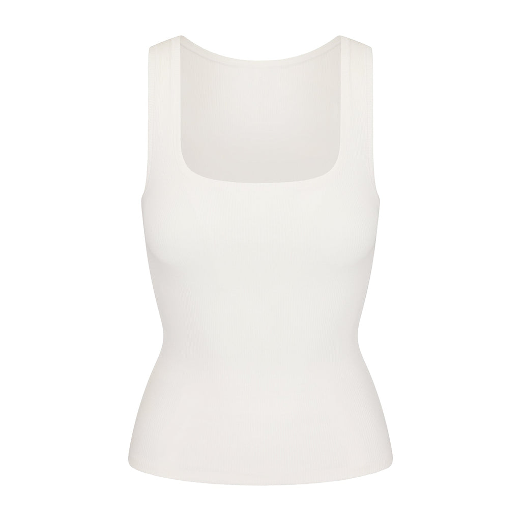 COTTON RIB LONG TANK | MARBLE