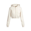 COTTON FLEECE CROPPED ZIP UP HOODIE | OATMEAL HEATHER
