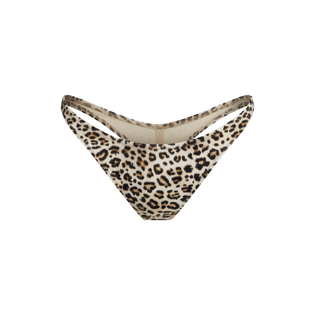 SIGNATURE SWIM THONG BIKINI BOTTOM | CHAMPAGNE LEOPARD PRINT