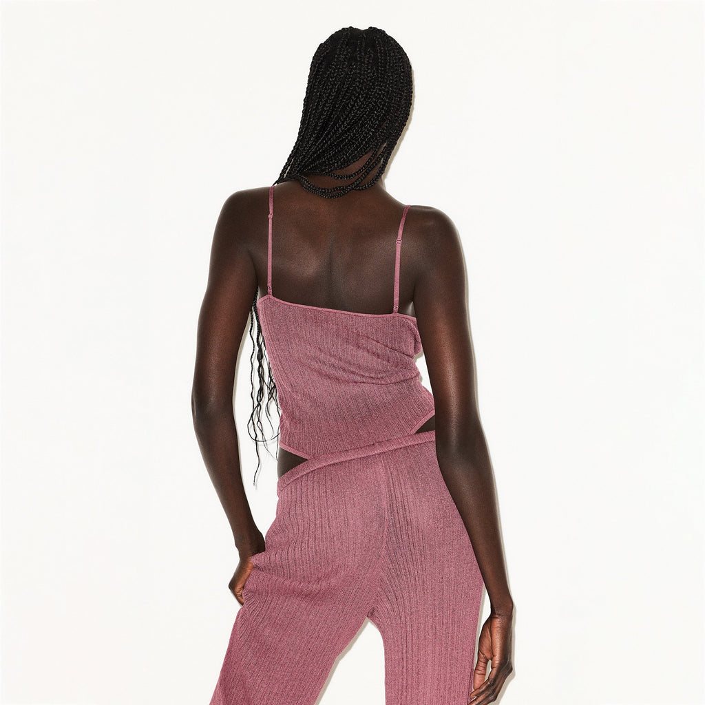 SHEER KNIT CAMI BODYSUIT | BEET
