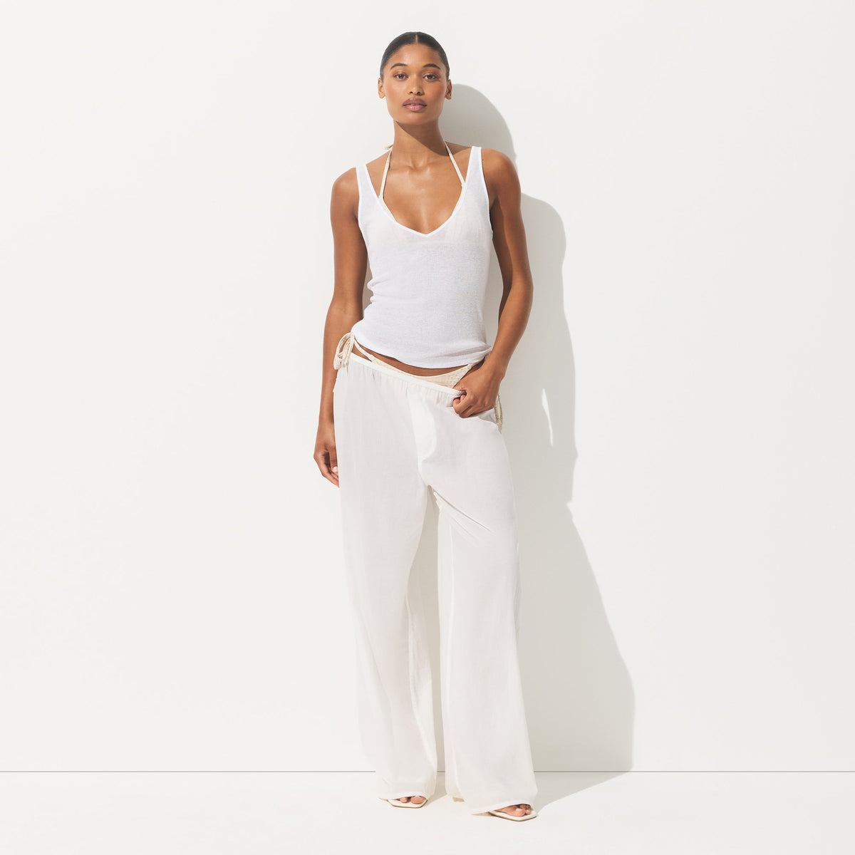 SHEER RIB V NECK TANK | SNOW
