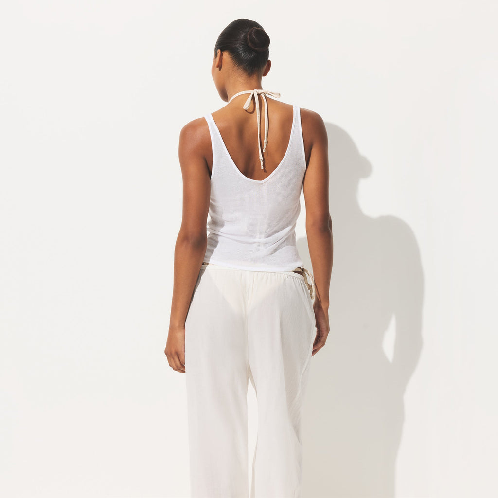SHEER RIB V NECK TANK | SNOW