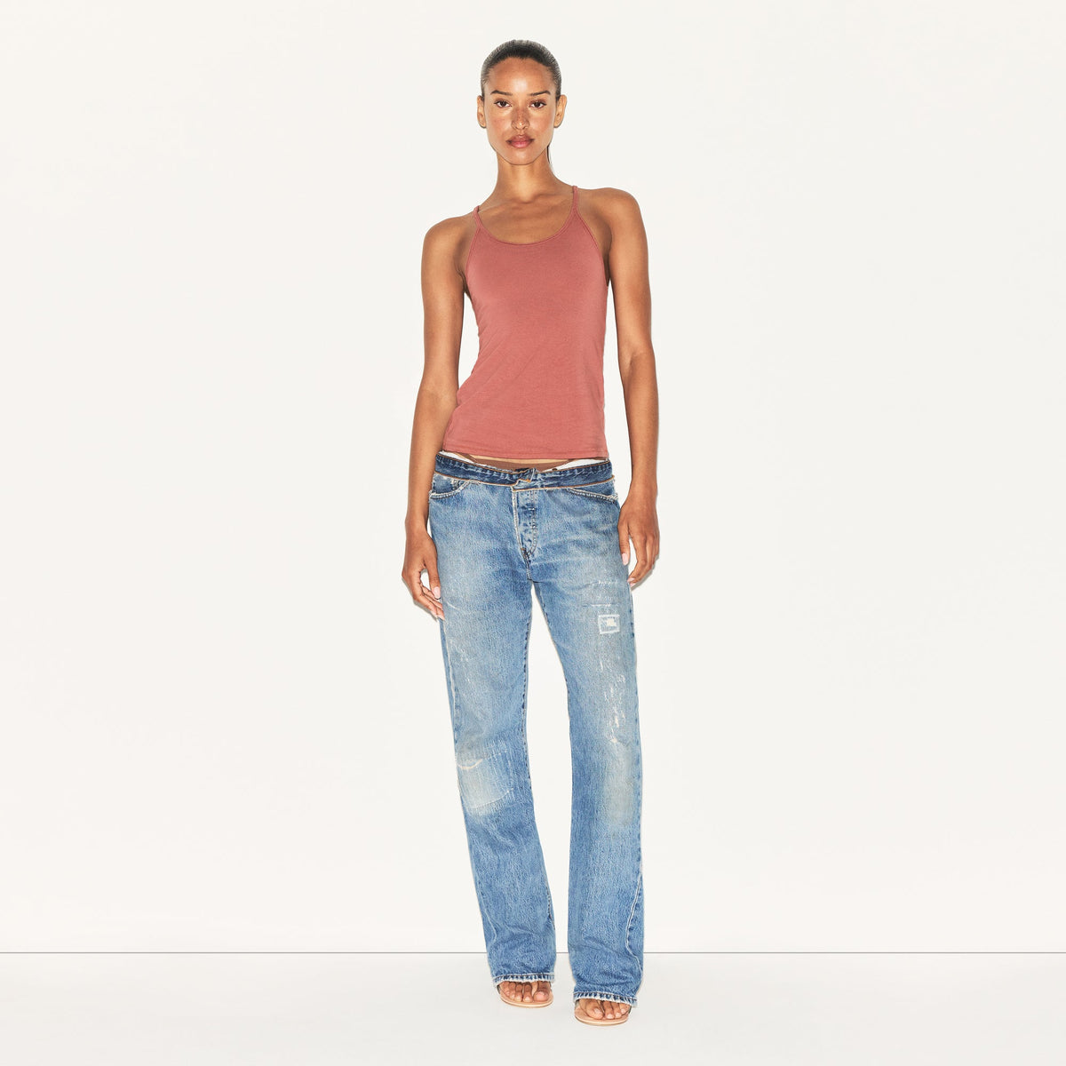 COTTON JERSEY RACERBACK TANK | REDWOOD